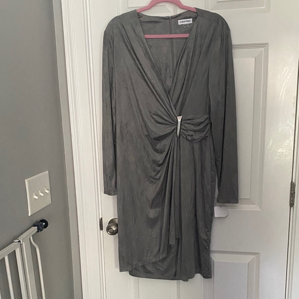 Calvin Klein Gray Long Sleeve Dress